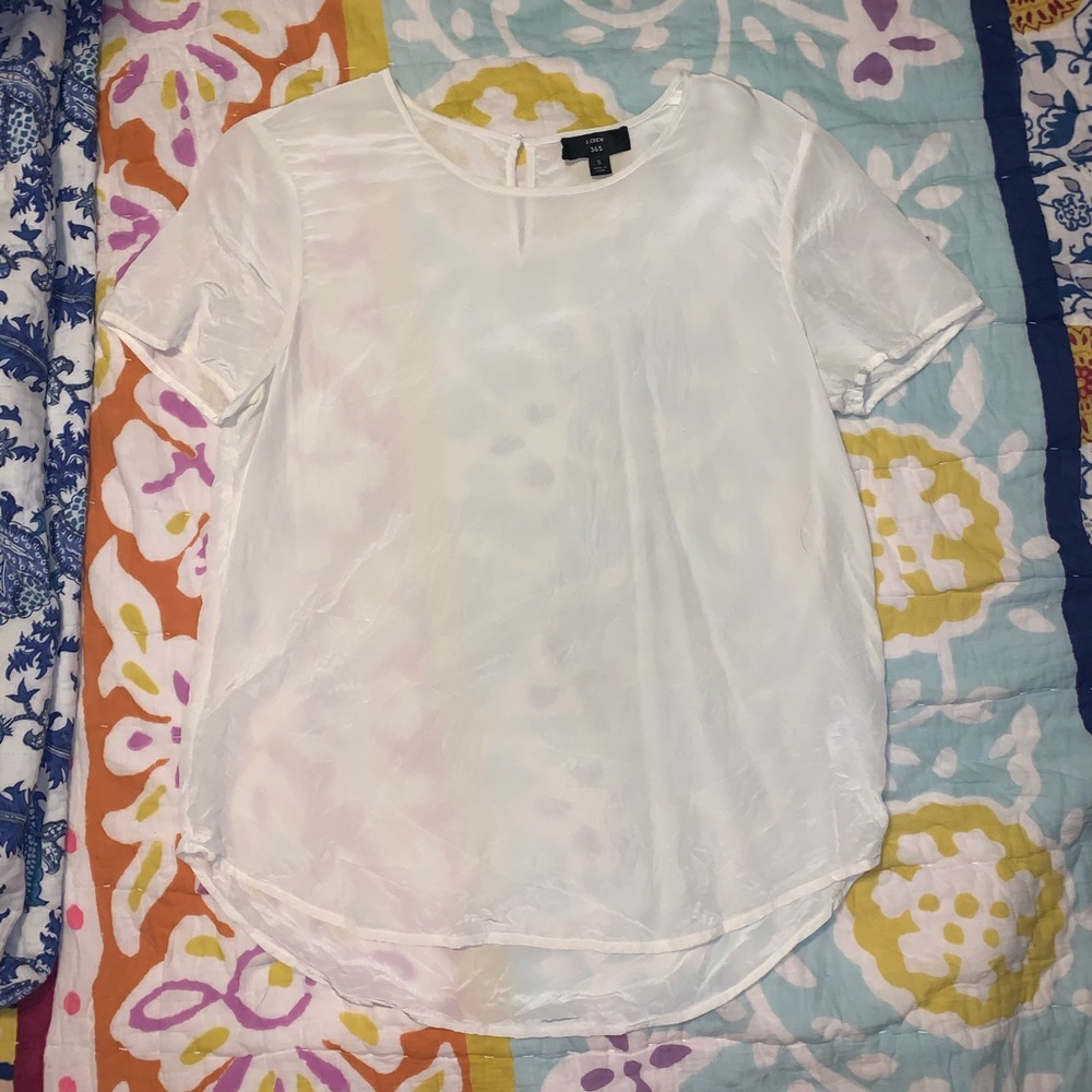 White Silk J. Crew T-Shirt